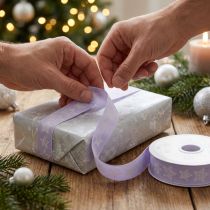 Prodotto Nastro decorativo con stelle Nastro natalizio lilla 25mm 18m