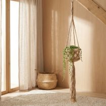 Prodotto Decorazione sospesa in macramè Boho Beige Marrone Ø12cm H79cm Portavaso