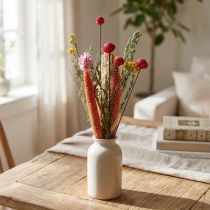 Prodotto Bouquet decorativo di fiori secchi, mix di fiori selvatici rosa fai da te, decorazione creativa per la tavola, altezza 30-35 cm