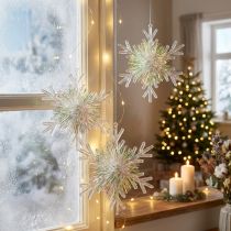 Prodotto Fiocco di neve decorativo in cristallo di ghiaccio da appendere Ø15 cm 3 pz