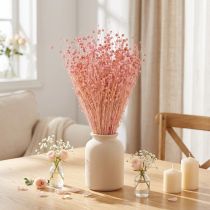 Prodotto Decorazione di erba di lino essiccata rosa chiaro 50-55 cm 80 g decorazione da tavola