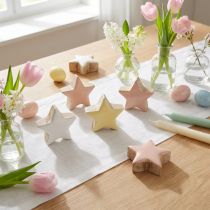Prodotto Decorazione a stelle sparse in legno rosa bianco giallo Ø3cm 9 pezzi