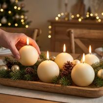 Prodotto Candele a sfera color crema, 60 mm, set da 16, candele natalizie, atmosfera festosa, marchio di qualità RAL
