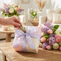 Prodotto Nastro regalo fiori viola nastro lilla 25mm 18m