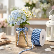 Prodotto Cordone regalo blu bianco nastro decorativo cordoncino decorativo 25 m