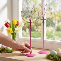 Prodotto Decorazione Farfalla in Metallo Primavera Fucsia Oro H35cm 2 pz