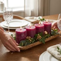 Prodotto Candele alla moda colorate Berry Purple, candele a colonna, 70×80 mm, set da 4, decorazione da tavola