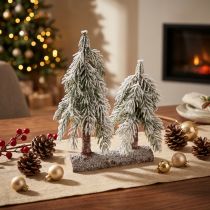 Prodotto Decorazione per albero di Natale verde bianco invernale su base in legno H28cm