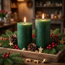 Prodotto Candele in tinta unita verde scuro 85x120mm 2 pz