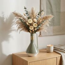 Prodotto Brocca decorativa vintage in metallo con manico in grigio e oro, Ø18cm H33cm, ideale per fiori secchi e piante artificiali
