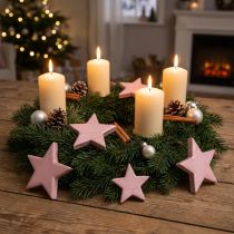 Prodotto Stelle decorative in legno Stelle Decorazione natalizia rosa lucido Ø5cm 8 pz