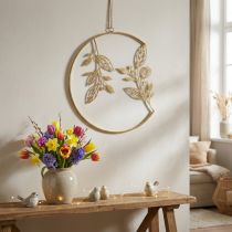 Prodotto Decorazione da parete in metallo, sospesa, oro, Ø38cm, rami, antico, fascino estivo