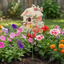 Prodotto Pali da giardino uccelli in metallo, picchetti per piante decorazione casetta per uccelli 76,5 cm