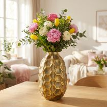 Prodotto Vaso vintage oro vaso di fiori a nido d'ape Ø23cm H39cm