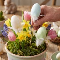 Prodotto Uova di Pasqua artificiali su stecco uovo pastello Decorazione pasquale H6cm 6pz