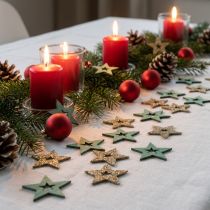 Prodotto Decorazione sparsa stella di legno verde, mix stella di Natale glitter 4 cm 72 pz