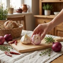 Prodotto Decorazione vegetale artificiale aglio rosa, bianco Ø6,5 cm 2 pz