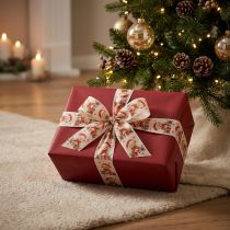 Prodotto Orsetto con nastro regalo, cappello di Babbo Natale e regali 40mm 15m