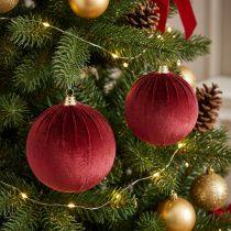 Prodotto Grande pallina di Natale effetto velluto rosso, 20 cm, 3 pezzi