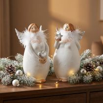 Prodotto Angelo decorativo con cuore e stella bianco, argento Ø7,5 H15cm 2 pezzi