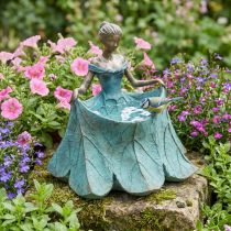 Prodotto Figura del giardino del bagno degli uccelli ragazza in abito floreale H33,5 cm