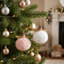 Prodotto Decorazione per albero di Natale Angelo di Natale rosa bianco H8cm 2 pezzi