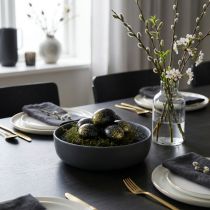 Prodotto Uova di Pasqua decorative vero uovo di gallina nero con glitter dorati H5,5–6 cm 10 pezzi