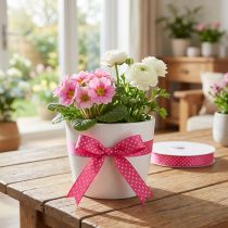 Prodotto Nastro regalo nastro decorativo punteggiato rosa 10 mm 25 m