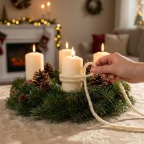 Prodotto Cordoncino di lana bianco con filo dorato 5m x 5mm con filo per decorazioni e lavori artigianali