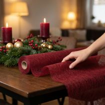 Prodotto Dekovlies runner da tavolo in pile runner da tavolo rosso bordeaux 23 cm 25 m