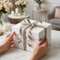 Prodotto Nastro regalo con stampa leopardata per decorazioni creative, nastro arricciabile 10 mm 100 m