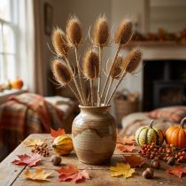 Prodotto Fiori di cardo secchi, stile naturale, 8 teste - Decorazione artificiale, bouquet di decorazioni autunnali