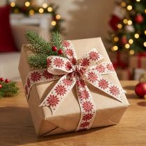 Prodotto Nastro decorativo con fiocchi di neve, per confezioni regalo, tema invernale, 25 mm x 20 m