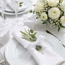 Prodotto Nastro con pizzo, decorazione di nozze, nastro decorativo Bianco L35mm L20m
