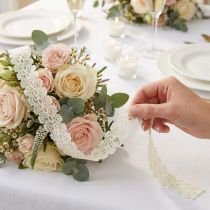 Prodotto Nastro di pizzo Decorazioni per matrimoni Bianco crema romantico W35mm L20m