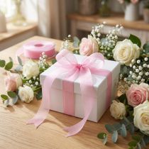 Prodotto Nastro in organza nastro regalo nastro rosa cimosa 25mm 50m