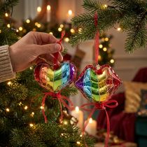 Prodotto Decorazione festiva in vetro a forma di cuore a forma di bacio di Natale