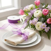 Prodotto Nastro di chiffon nastro di organza nastro decorativo di organza viola 15 mm 20 m