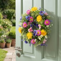 Prodotto Ghirlanda artificiale di fiori primaverili per la decorazione della porta d'ingresso, 30 cm