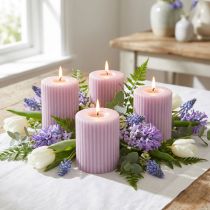Prodotto Candele a colonna decorazione candele scanalate lilla 70/90mm 4 pz