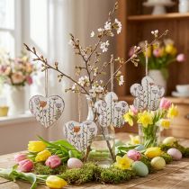 Prodotto Decorazione da appendere decorazione in metallo cuori e fiori bianchi 10 cm 4 pz