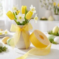 Prodotto Nastro in organza nastro regalo nastro giallo cimosa 40mm 50m