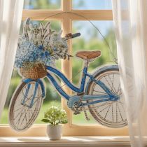 Prodotto Cartello decorativo in legno per bicicletta Cartello decorativo estivo da appendere blu, bianco 31 × 25 cm