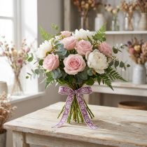 Prodotto Nastro decorativo con fiori in nastro regalo Malva 15 mm 25 m