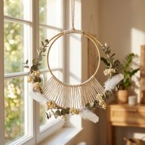 Prodotto Anelli decorativi fai da te Boho doppio anello naturale Ø20/15cm set di 4