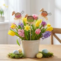 Prodotto Uccello Fiore Spina Legno Primavera Decorazione Uccello Decorativo su Bastoncino 8cm 12 Pz