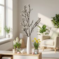Prodotto Ramo di magnolia artificiale Ramo decorativo primaverile con boccioli Marrone Bianco L135cm