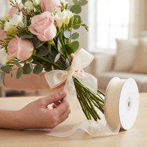 Prodotto Nastro di chiffon nastro di organza nastro decorativo di organza crema 15 mm 20 m