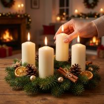 Prodotto Candele a colonna crema Candele dell'Avvento candele 100/50mm 24 pz