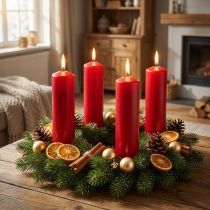 Prodotto Candele a colonna rosse Candele dell'Avvento candele rosse 200/50mm 24 pz